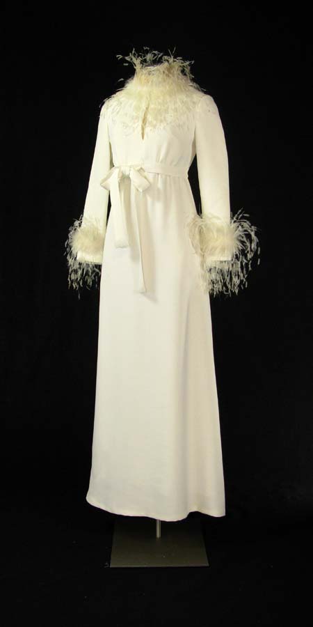 ivoery dress with feathers